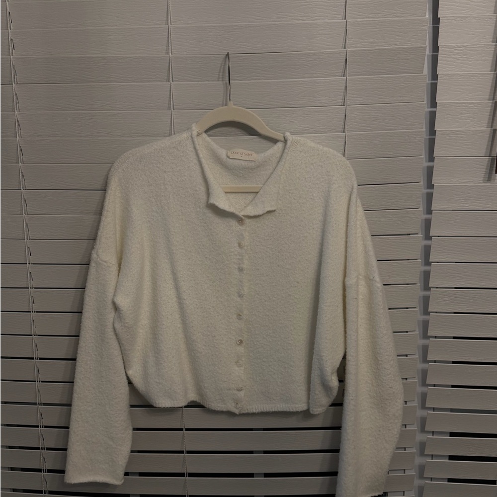 Cozy White Button-Up Cardigan